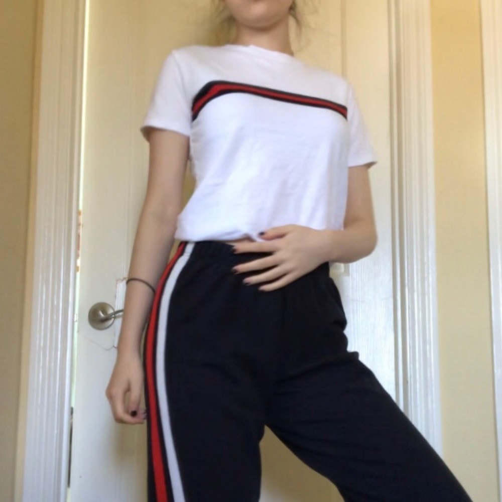 Brandy Melville striped crop tee